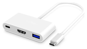 Hytech HY-USBC20 Beyaz/Gri Type-C to HDMI USB 3.0 PD Çevirici Kablo