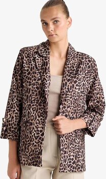 Defacto Loose Fit Ceket Yaka Leopar Desenli Blazer Ceket E1483ax25aubn225 Kahve 36