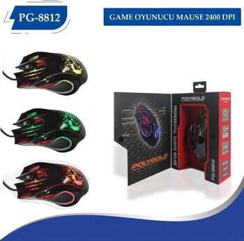PolyGold PG-8812 Siyah 7 Tuş Kablolu USB 2400 DPI Mouse