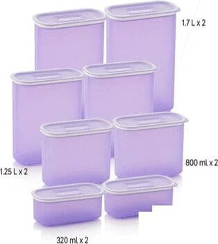 Tupperware Lila Oval 8 Parça Plastik Saklama Kabı