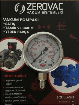 Ø52 mm Alttan Bağlantılı Gliserinli 0-25 Bar Ölçüm Manometresi