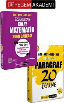 Pegem 2026  Kpss Meb-Ags Ales Dgs Kolay Matematik Ezberbozan Soru Bankası + Paragraf Ezberbozan 20 Deneme 2 Li Set