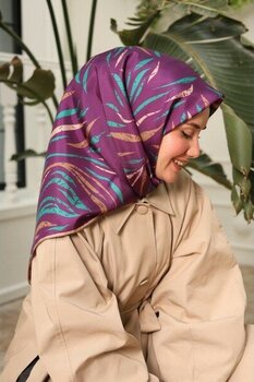 Silk Home Mürdüm Desenli Tivil Ipek Eşarp 11432-04 - Renkli - Standart