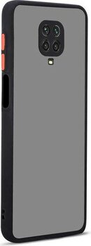 ZORE Xiaomi Redmi Note 9 Pro Kılıf Hux Düğme ve Kapak Zıt Renk Kılıf - Siyah