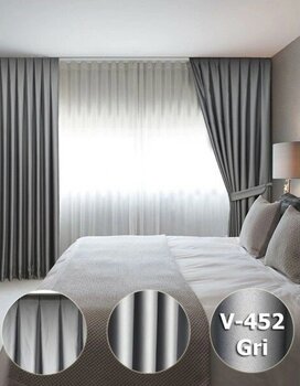 YS Perde Tasarım Lüx Saten Blackout Karartma Güneşlik Perde Düz Pilesiz - Gri - 250 x 230 cm