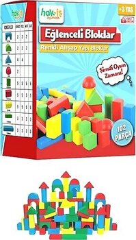 HAK İŞ OYUNCAK Eğitici Renkli Ahşap Bloklar 102 Parça