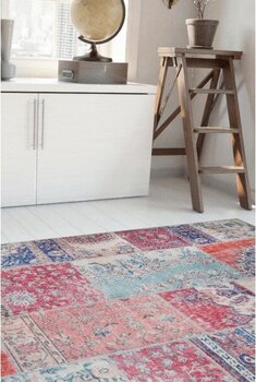 Artloop Patchwork Desenli Salon Halısı, Jazz Şönil |Pamuk-Polyester| Rustik Halı Al 82 - Renkli - 210 x 310 cm