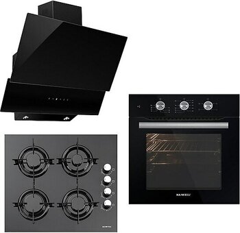 Kumtel Kristal Plus Siyah Cam Ankastre (A6-SF2 Fırın + 40 TAHDF Ocak + DA-6 835 Davlumbaz)