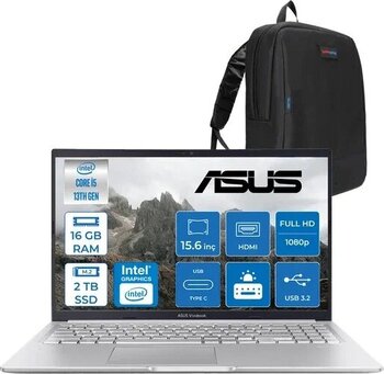 Asus Vivobook 15 X1502va Intel Core I5 13420H 16Gb 2Tb Ssd Freedos 15.6" Fhd Taşınabilir Bilgisayar Wnj870f09+Zettaçanta