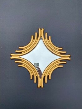 Peramari Dekoratif Polyester Tekli Kare Ayna Gold - 44 x 44