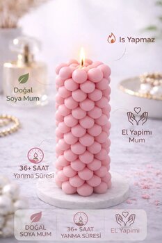 Flow Home Soya Mum,Dekoratif Lüks & El Yapımı Doğal Mum,Uzun Yanma Süreli Şık Ev Hediyesi,Ev Süsü Pembe 360 g