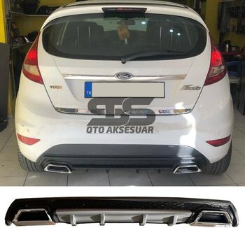 Ford Fiesta Mk7 Difüzör Arka Tampon Eki 2 Egzoz Çıkışlı Gri Lüx Tip
