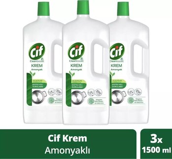 Cif Krem Yüzey Temizleyici Amonyaklı Klor Boya Fosfat Paraben Içermez 1500Ml 3Adet