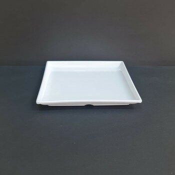 12 Adet Standart Kare Melamin Tatlı & Yemek Servis Tabağı 20 cm - Beyaz
