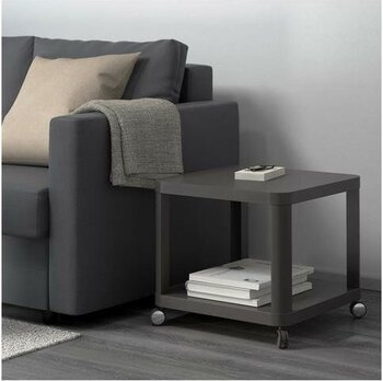IKEA Tekerlekli Yan Sehpa, Gri Renk 50X50 cm Ev Dekorasyonu Mobilya