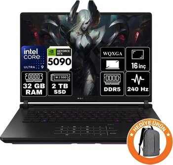 Asus Rog Strix Scar 16 Intel Core Ultra 9 275HX 32GB 2tb SSD RTX5090 24GB Freedos 16" 2.5k 240Hz Wqxga Taşınabilir Bilgisayar G635LX-RW144-A3 - 2 TB