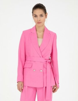 Pierre Cardin Kadın Pembe Keten Karışımlı Regular Fit Ceket 50282080-VR041 - 38 - Dropsuz