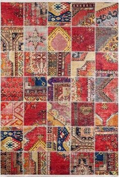 Halınet Hudsonville Kırmızı Patchwork Dijital Baskı Halı