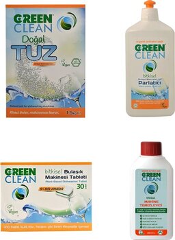 U Green Clean Bitkisel Bulaşık Makinesi Deterjanı 30 Tablet + Parlatıcı 500 Ml + Tuz 1500 G + Makine Temizleyici 250 Ml