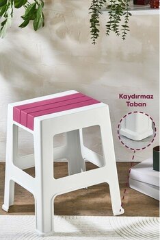 Vienev Plastik Büyük Tabure Pembe Pembe