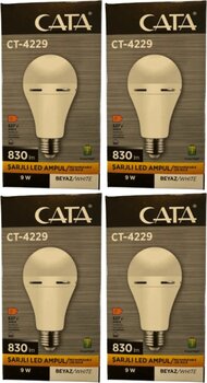 Cata CT-4229 9W 6400K (Beyaz Işık) E27 Duylu Şarjlı Led Ampul (4 Adet)