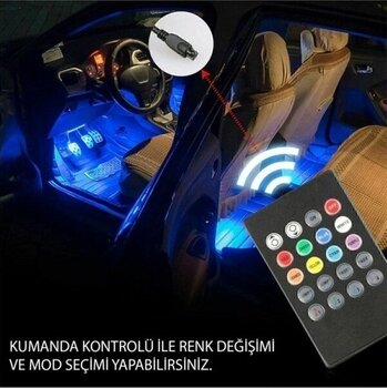 Duffa Araç İçi Ayak Altı Ledi Atmosfer Işık Kumandalı RGB LED Müziğe Duyarlı