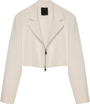 QUZU Önden Fermuarlı Crop Blazer Ekru Dokuma L Blazer Ceket
