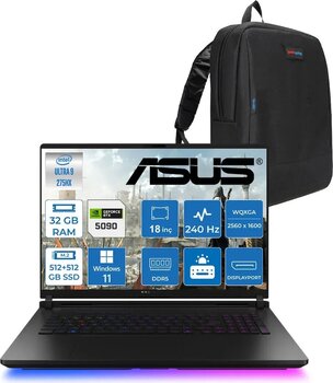 Asus Rog Strix Scar 18 G835lx-Sa156 Intel Core Ultra 9 275hx Aı 32gb Gb 512gb Ssd+512gb 24gb/Rtx5090 Gddr7 175w 18" 2.5k 2560 X 1600 240hz 3ms 1200nits Windows 11 Home Laptop Wsa156h10+Zettaçanta