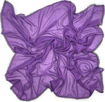 Naz İpek Kenarları Oyalı %100 Pamuklu Düz Renk Yazma 100x100 cm Eşarp