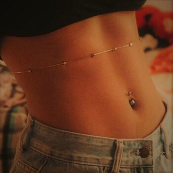 Heppii Cerrahi Çelik Ucu Toplu Göbek Piercingi Gold Renkli Altın