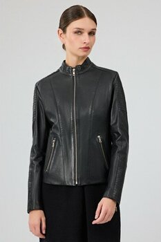 Derimod Delano Kadın Siyah Kısa Deri Ceket 25WGD5321VE - 2XL
