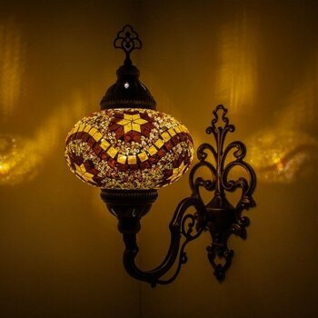 Mosland Home Mozaik Aplik Otantik Gece Lambası El Yapımı Mozaik Bahçe Aplik