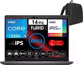 Dell Latitude 3450 Intel Core I5 1335U 16GB Ddr5 2tb SSD 14" Fhd IPS Freedos Taşınabilir Bilgisayar WN012L54501404 + Zetta Çanta
