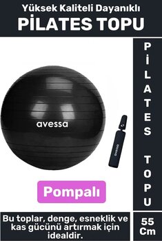 Premium Dayanıklı Fitness Egzersiz Aerobik Pilates Şişirme Pompası  55 Cm Pi̇lates Topu