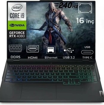 Lenovo Legion Pro 7 16IRX9H 83DE0086TR FR24 Intel Core I9-14900HX 40 GB Ddr5 2 Tb RTX4080 12GB 175W 240Hz Wqxga Yok (Free Dos) 16" Gaming Laptop