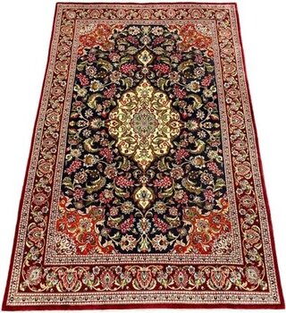 El Dokuma İran Kum Halısı 140X210 Kırmızı Lacivert %100 Yün Sık Dokuma Halı