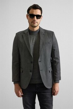 Süvari Siyah Regular Mono Yaka Torba Cep 4 Drop Klasik Ceket - 60