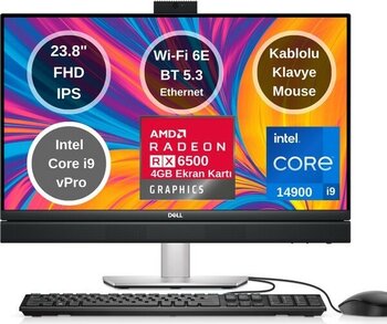 Dell Optiplex 7420 Intel Core I9 14900 Vpro 16GB 512GB 4gb RX6500 Ekran Kartı 23.8" Fhd Freedos All In One Bilgisayar
