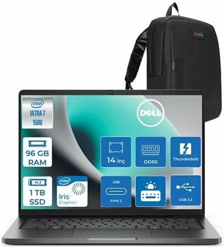 Dell Pro 14 Intel Core 7 150U 96Gb Ddr5 1Tb Ssd Intel Graphics 14" Fhd+ Ips 300Nıts Windows 11 Pro Taşınabilir Bilgisayar Pc14250c7165h22 + Zettaç