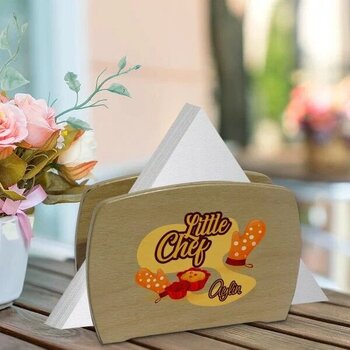 BK Kişiye Özel Little Chef Tasarımlı Lüks Ahşap Peçetelik