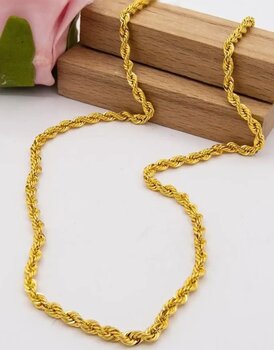 14 Ayar Altın Zincir 3 mm Halat Zincir 60 cm Uzunluk Kadın Kolye