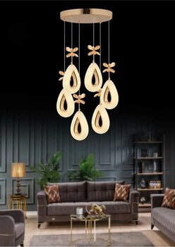 Marsel Lighting Yagmur Model 6'Li Gold 3 Renk Modu Ledli Modern Salon Mutfak Oturma Odası Led Avize