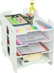 Evene Dosya Düzenleyici Masa Üstü Organizer Ahşap Evrak Rafı Beyaz Renk Model 1