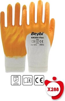 Beybi Kn350 Flex Sarı Pamuk Nitril Iş Eldiveni 10 Beden 288 Çift