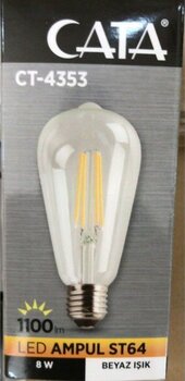 8 Watt Sarı Işık Rustik Ampul Uzun Fılament 6400 K E 27 Duy 220 V ( Sarı Işık ) Sarı Işık E27 Rustik