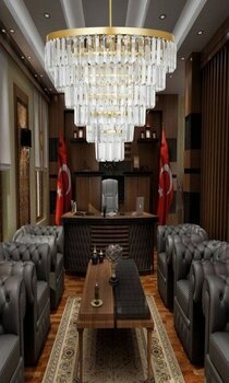 Birsen Aydınlatma Nilsa 50 Lik Sarı Kristal Taşlı Lüks Avize - 1