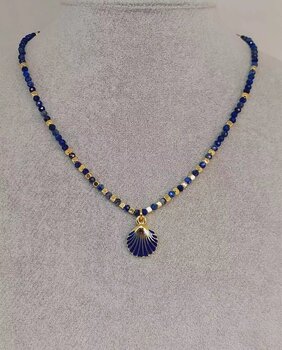 Lapis Taşı 3mm Deniz Temalı Tasarım Kolye  (49812)