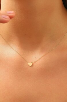 MOOM MÜCEVHERAT 14 Ayar Altın Kolye Minimal Kalpli Altın Kolye 45 Cm Uzunluk