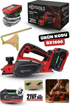 Retools BX1600 Bordo Şarjlı Planya 2100 W Güçlü Motor 21V Akü ile Ergonomik Tasarım
