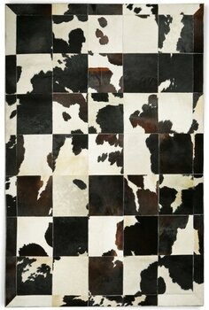 Dericibey Siyah & Beyaz Patchwork Doğal Dana Derisi Halı 140 x 200 cm